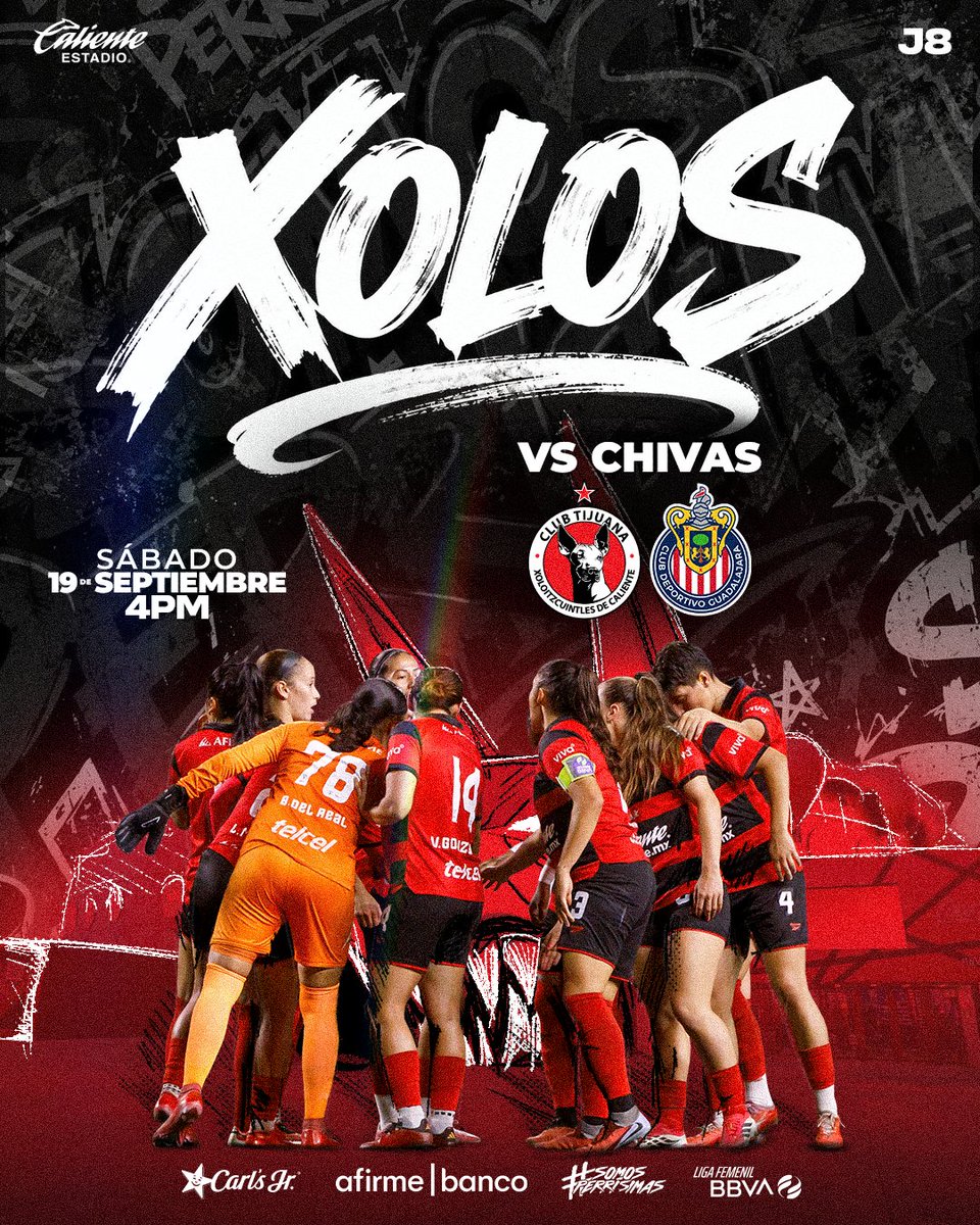 XolosFemenil's tweet photo. ¡Sábado Perrísimo en el Mictlán! ¡Nos vemos en casa para apoyar con todo a nuestras Rojinegras! ❤️🖤

🎟️ Entrada Libre
🪪 FAN ID requerido
⏰ 4:00pm

#SomosPerrísimas 🐕 https://t.co/TczjYRwlGJ