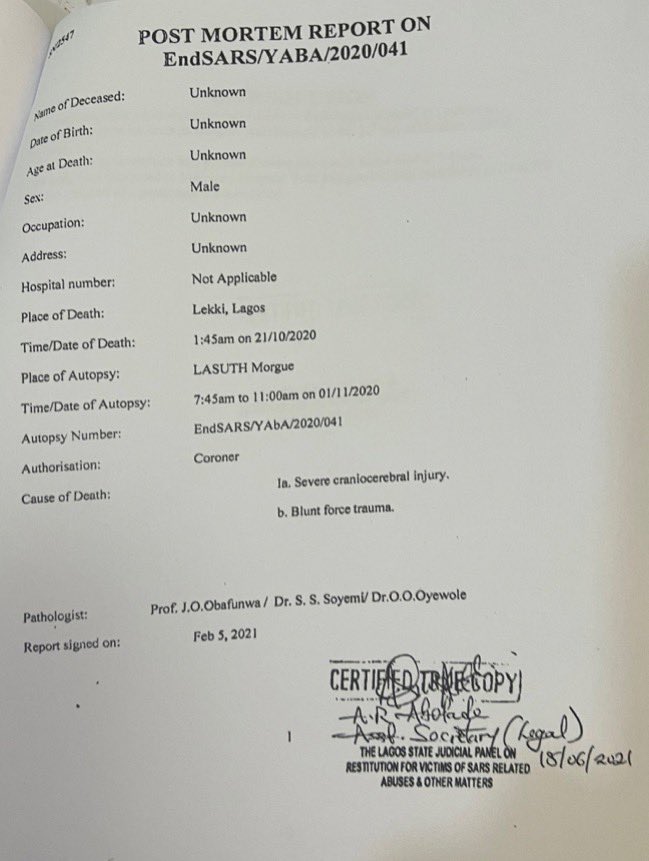 TheSerahIbrahim's tweet photo. They denied he was in their custody
Then denied they arrested him and when his body was found, they denied they shot him.
A lot of people killed during ENDSARS had the bullets in their bodies removed so they can deny they were shot and blame blunt force trauma instead. I have post mortem of a lot of them.