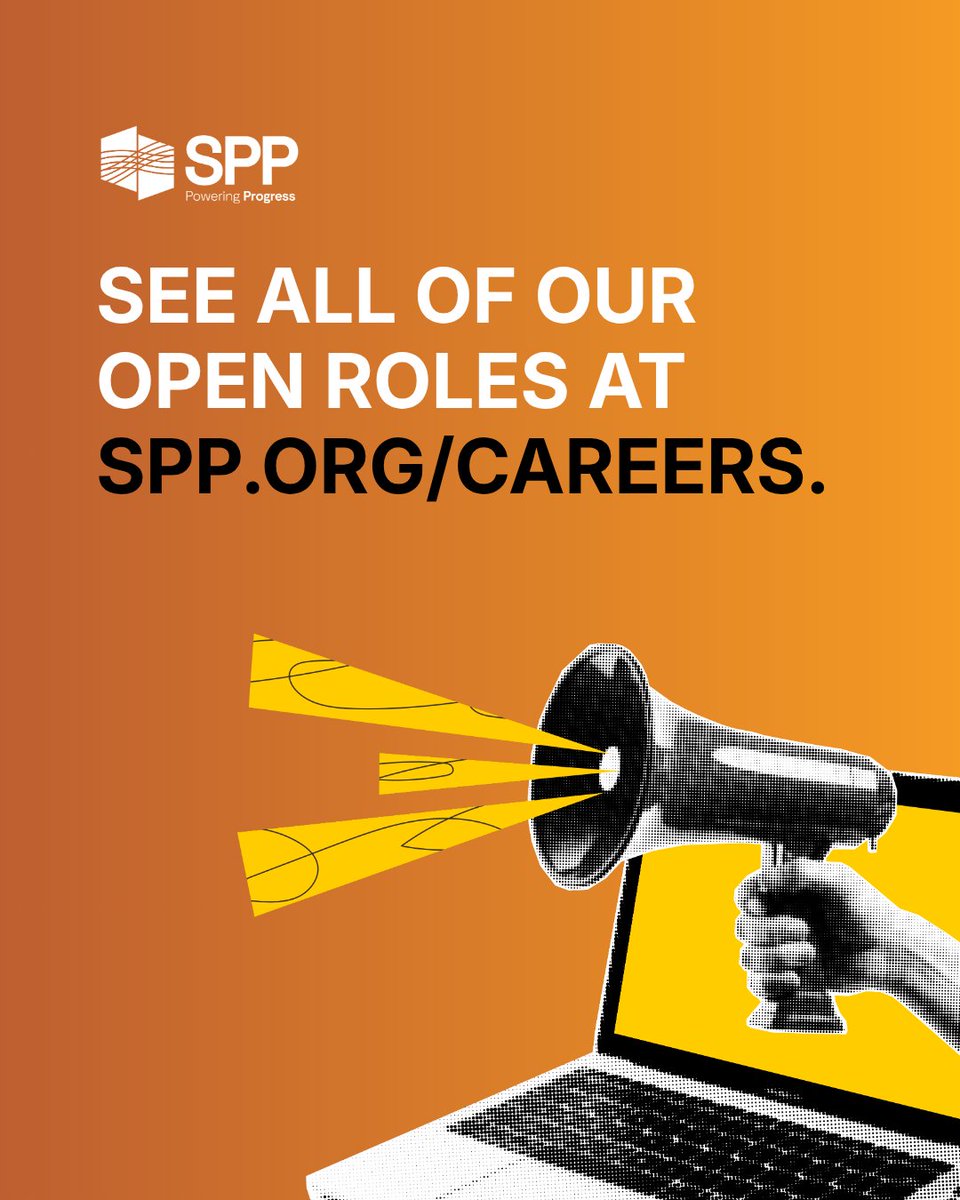 SPPorg's tweet photo. We’re hiring! Whether you’re looking to grow your career, explore a new opportunity or bring your expertise to the energy industry, there's a place for you at SPP.

View our current openings and find your next opportunity at https://t.co/A8aSB5aAdy. https://t.co/Wax2i5K01l