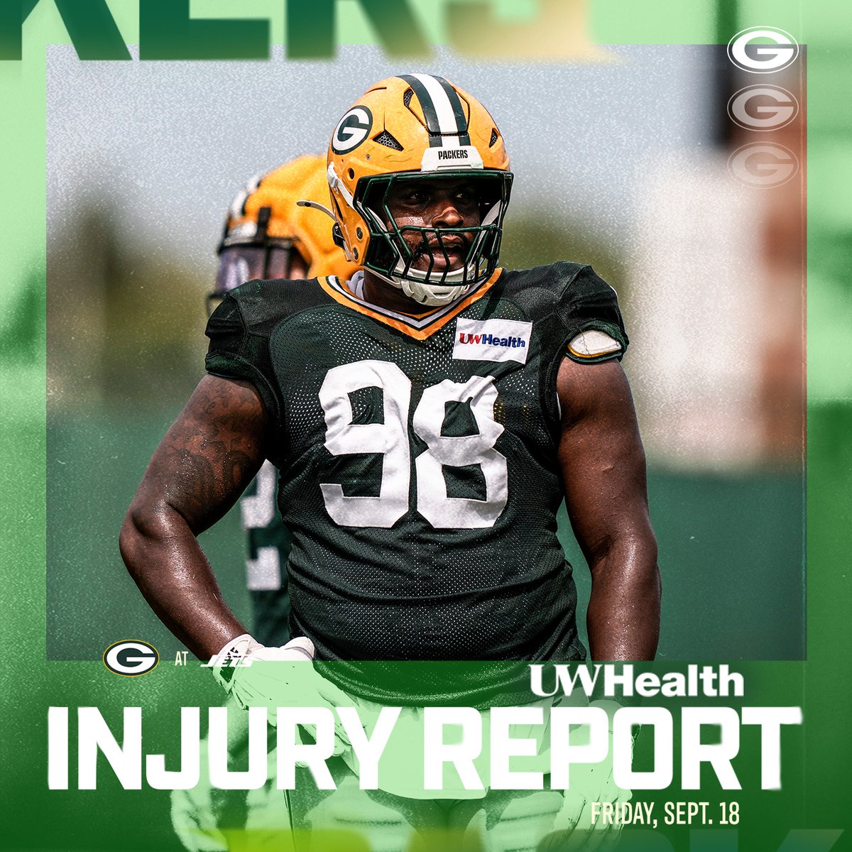 packers's tweet photo. Packers list four questionable, one doubtful vs. Jets