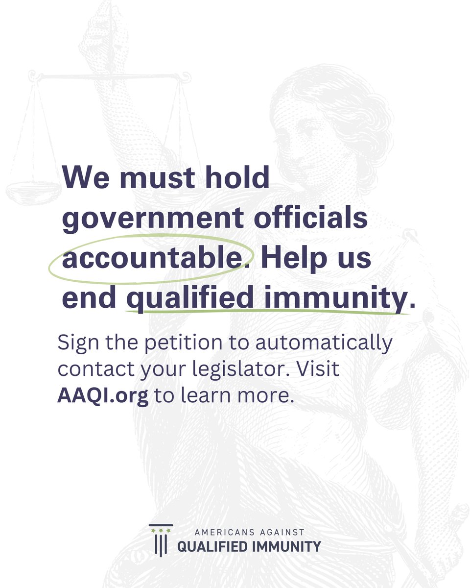 USAgainstQI's tweet photo. Accountability starts with us. Every signature helps bring us one step closer to meaningful reform.
Join the movement today by signing the petition here: https://t.co/uCwt3JKhVg.
#EndQualifiedImmunity #AAQI #EndQI #AmericansAgainstQI https://t.co/Xl8i4hIB1s