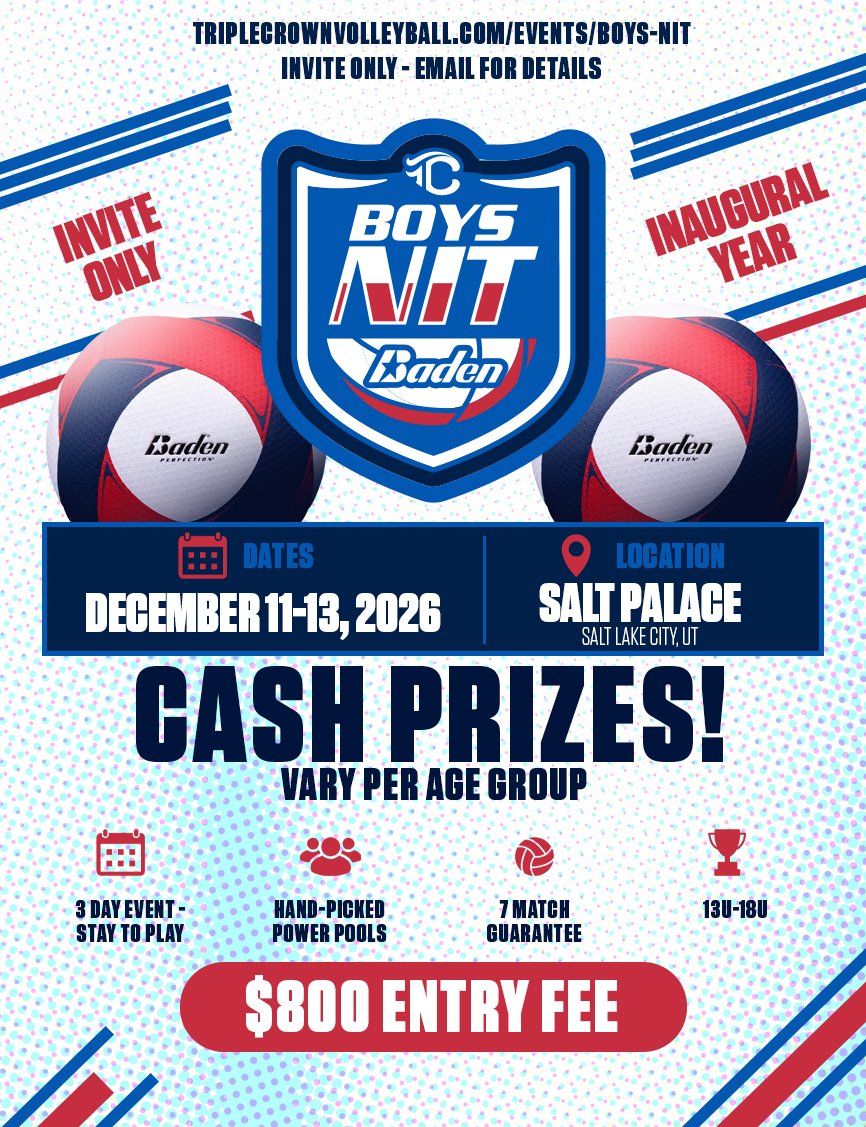 TCVolleyball's tweet photo. Don't miss out on the inaugural Boys NIT! This event is invite only. Email us to learn how to be invited!

Learn More - https://t.co/X7v539dYLY https://t.co/lezttpbOfj