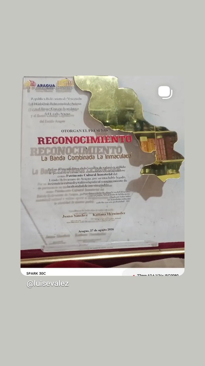 BandaInmaculada's tweet photo. El pasado 27 de Agosto nuestra Agrupación Musical fue Decretada PATRIMONIO CULTURAL INMATERIAL del Estado Aragua en el teatro Ateneo de Aragua como reconocimiento de la trayectoria Cultural y de sus 53 años de actividades ininterrumpidas https://t.co/LjmKmSZwEK