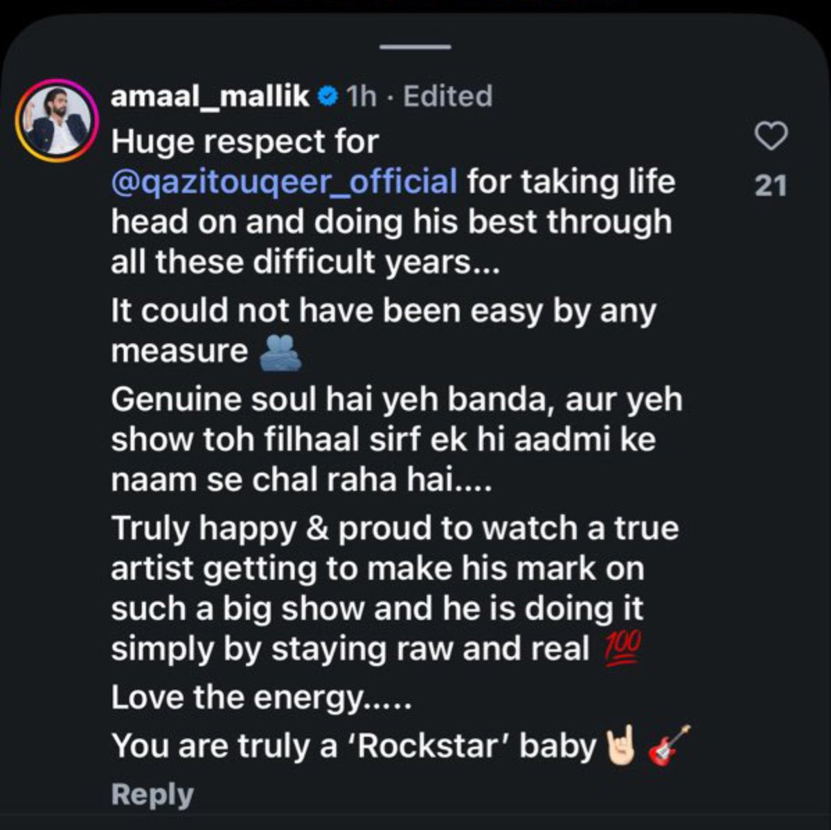 Mr_AYAN__KHAN_7's tweet photo. Amaal standing up for Qazi ❤️‍🔥👏🏻

When genuine people recognize genuine talent, it hits different 🥹🔥
 Qazi is winning hearts inside the house and earning love outside too. 👑❤️

#QaziTouqeer • #BB20 • #BiggBoss20 https://t.co/oPA107451m
