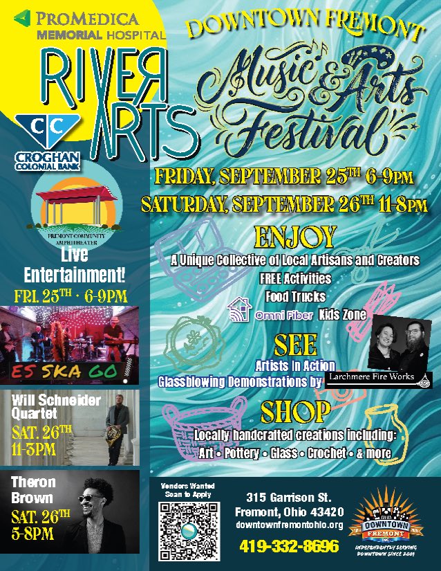 fremcomamp's tweet photo. 🎨🎶 ONE WEEK AWAY AT THE FREMONT COMMUNITY AMPHITHEATER! 🎶🎨

The River of Arts Music &amp; Arts Festival is taking over the Fremont Community Amphitheater September 25 &amp; /6!

📅 Friday, Sept. 25 | 6–9 PM
📅 Saturday, Sept. 26 | 11 AM–3 PM https://t.co/7tqBCWCzqL