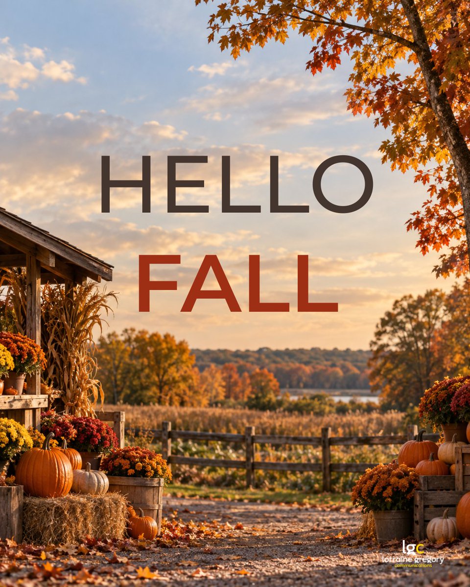 LorrGregComm's tweet photo. Happy First Day of Fall from LGC! 🍂

A new season is here, bringing fresh ideas, new opportunities, and plenty to look forward to.

Ready to turn over a new leaf with your marketing? 🍁 Reach out at hello@lgcli.com.

#LGC #LGCStudios #FirstDayOfFall #FreshStart https://t.co/dSqrBe5UMn