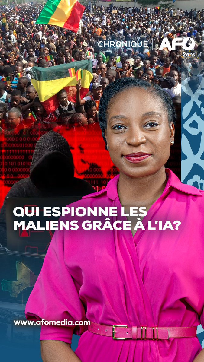 alainfoka2005's tweet photo. Qui espionne les maliens grâce à l’IA ? LA CHRONIQUE de @KitioArielle 

Au Mali, une IA contourne la loi et surveille toutes les conversations vocales qui circulent sur les trois réseaux mobiles maliens.

Si vous êtes malien, alors cette IA sait vous reconnaître grâce à votre voix, même si vous changez de carte SIM.

Pourquoi et comment a été construite cette IA qui fonctionne frauduleusement ?

Quels sont les enjeux pour le Mali, l’AES et l’Afrique?

Une chronique par Arielle KITIO à regarder en version intégrale et non-censurée sur AFO MÉDIA : https://t.co/41r2hW83K0

Téléchargez gratuitement l’application mobile AFO MEDIA disponible sur AppStore et PlayStore : https://t.co/yMX0O6pgVK

#IA #Mali #AfoMedia #Afrique #AlainFoka #ArielleKitio
