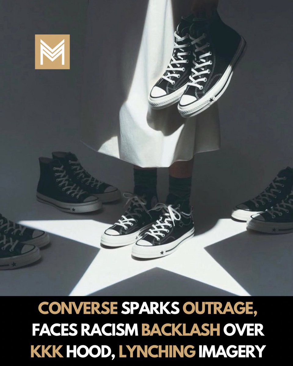 LeeMerrittesq's tweet photo. A Converse ad shows a woman wearing white attire lit to form what looks like a KKK hood.

Sneakers dangling beside her, read by many as lynching imagery.

This wasn’t hidden. It was styled, lit, and approved by a creative team.

Someone signed off on this.

Converse says sorry. The image was still up hours later.
An apology doesn’t undo what got past legal, marketing, and leadership at every step.

We keep having this conversation because corporations keep failing the same test.

Do better means catching this before it airs — not after we’re offended.