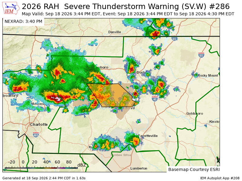 randolphsvwx's tweet photo. RAH issues Severe Thunderstorm Warning [wind: 60 MPH (RADAR INDICATED), hail: <.75 IN (RADAR INDICATED)] for Chatham, Lee, Randolph [NC] till 4:30 PM EDT https://t.co/huuQpxEC4a https://t.co/KlnuVbTzIf
