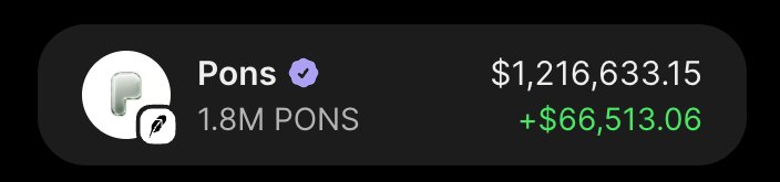 nori_xbt's tweet photo. $PONS got smoked on the last correction and the tl instantly started losing its shit

i trimmed some, kept most of the bag and left it alone

today it made me another $60k

not exactly life changing money at this point, barely moves the number lol

still not going anywhere

i still think $1B is where this thing belongs...