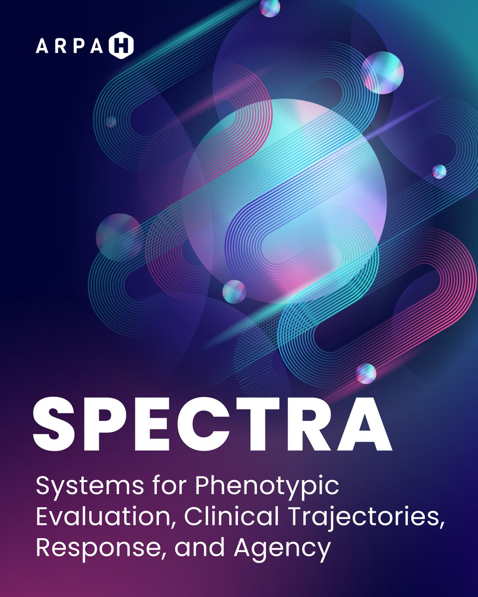 ARPA_H's tweet photo. Autism doesn’t follow one pattern. Care can’t follow one playbook.

ARPA-H just launched SPECTRA to bring precision to autism diagnosis and care.

SPECTRA will turn biology, data, and real-world signals into earlier diagnosis and more tailored support — while building tools that support quality of like beyond the clinic.

We’re recruiting teams across genetics, AI, neuroscience, diagnostics, therapeutics, and assistive tech.

Learn more ➡️ https://t.co/GYPoWaJZHs