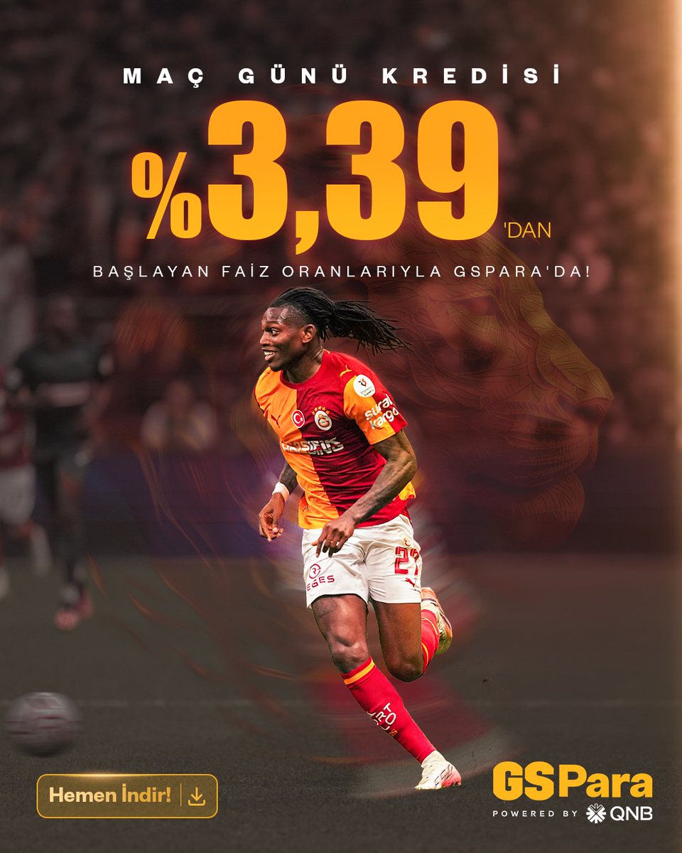 GSParacomtr's tweet photo. Haftanın büyük günü geldi çattı! 💛❤️

Trabzonspor ile oynayacağımız dev karşılaşma öncesinde taraftarımıza özel finansal hamle GSPara’dan!

► %3,39’dan başlayan faiz oranlarıyla Maç Günü Kredisi seni bekliyor.

📲 GSPara uygulamasını hemen indir, elinin altındaki fırsatı anında yakala! ✨ @GalatasaraySK

ℹ️ Belirtilen faiz oranları talep edilen kredi tutarına ve vade seçeneğine göre değişkenlik gösterebilir. GSPara Dijital Bankacılık Uygulaması, QNB tarafından geliştirilmiş olup tüm bankacılık ürün ve hizmetleri QNB tarafından sağlanmaktadır.

#Galatasaray #GSPara
