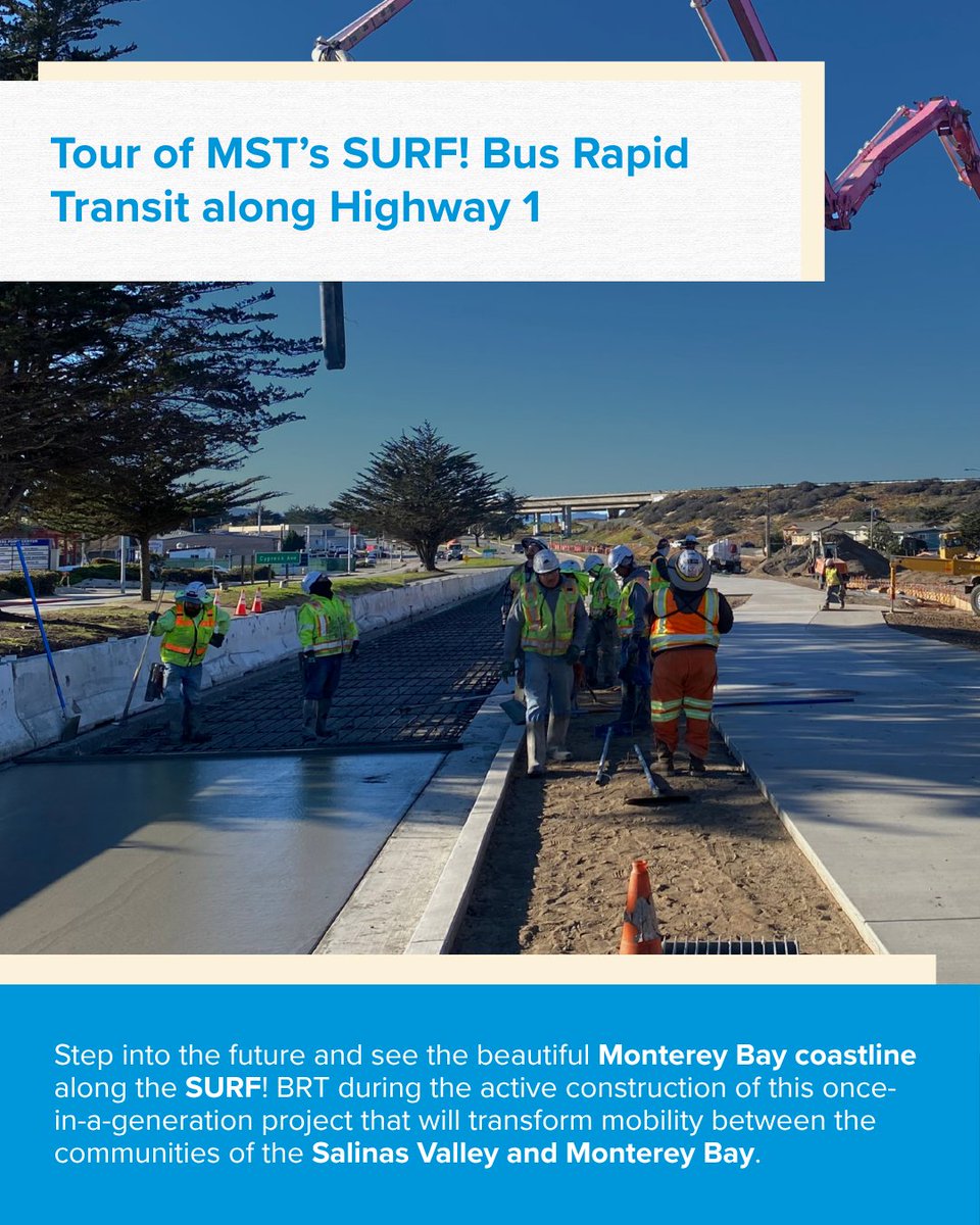CalTransit's tweet photo. Technical Tours Are Coming to Monterey!

Join the California Transit Association and Monterey-Salinas Transit (MST) at the 61st Annual Fall Conference & Expo for three exclusive technical tours showcasing innovation, accessibility, and the future of public transportation.

Explore MST’s TAP2RIDE open-loop fare payment system, tour the Mobility Services Center in Salinas to learn about accessibility and mobility programs, or get a behind-the-scenes look at the construction of SURF! Bus Rapid Transit along Highway 1.

Attendees can register for tours at the MST host table next to the registration desk in the Serra Lobby.

Register today: https://t.co/7Tq7eeg6Ss