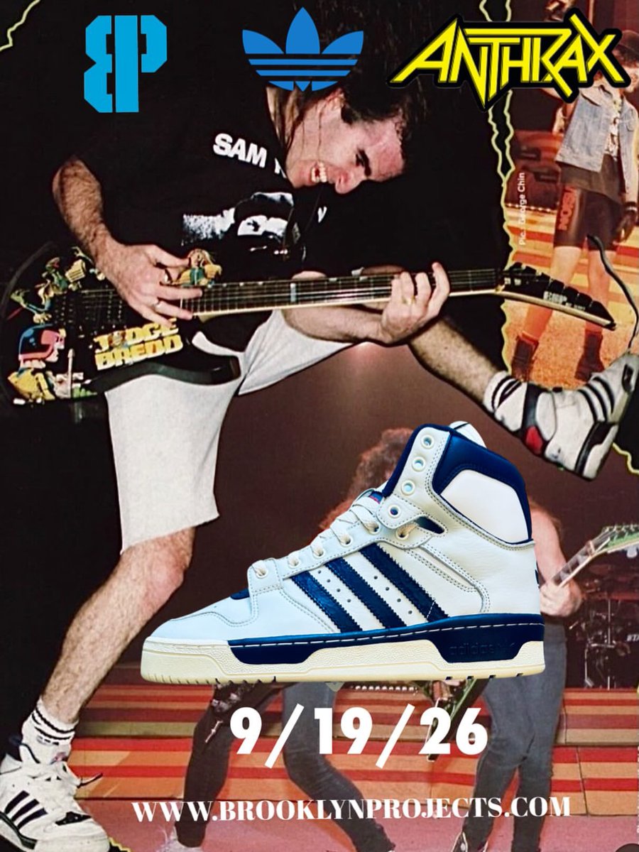 SoleRetriever's tweet photo. FROM THE ARCHIVES: Brooklyn Projects, Anthrax, and adidas resurrect the band’s 1988 Conductor collaboration 🎸 🤘

Recreated with the original molds, materials and colors using Scott Ian’s worn pair as the blueprint.

🗓️ September 19th
⌚️ 3pm ET / 12pm PT
�� 100 Pairs https://t.co/SHzpypE00e