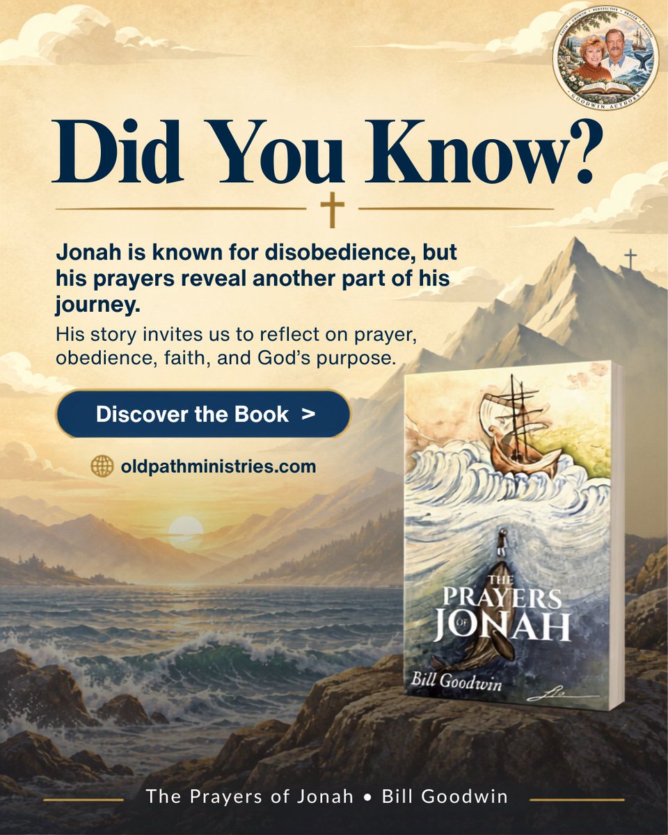 BillGAuthor's tweet photo. Did you know? Jonah’s story is more than disobedience. It is also a story of prayer, faith, obedience, and God’s purpose.

Discover The Prayers of Jonah by Bill Goodwin.

📖 https://t.co/gDycAmxqMw

#ThePrayersOfJonah #BillGoodwin #Faith #Prayer https://t.co/NgcPjKIrZJ