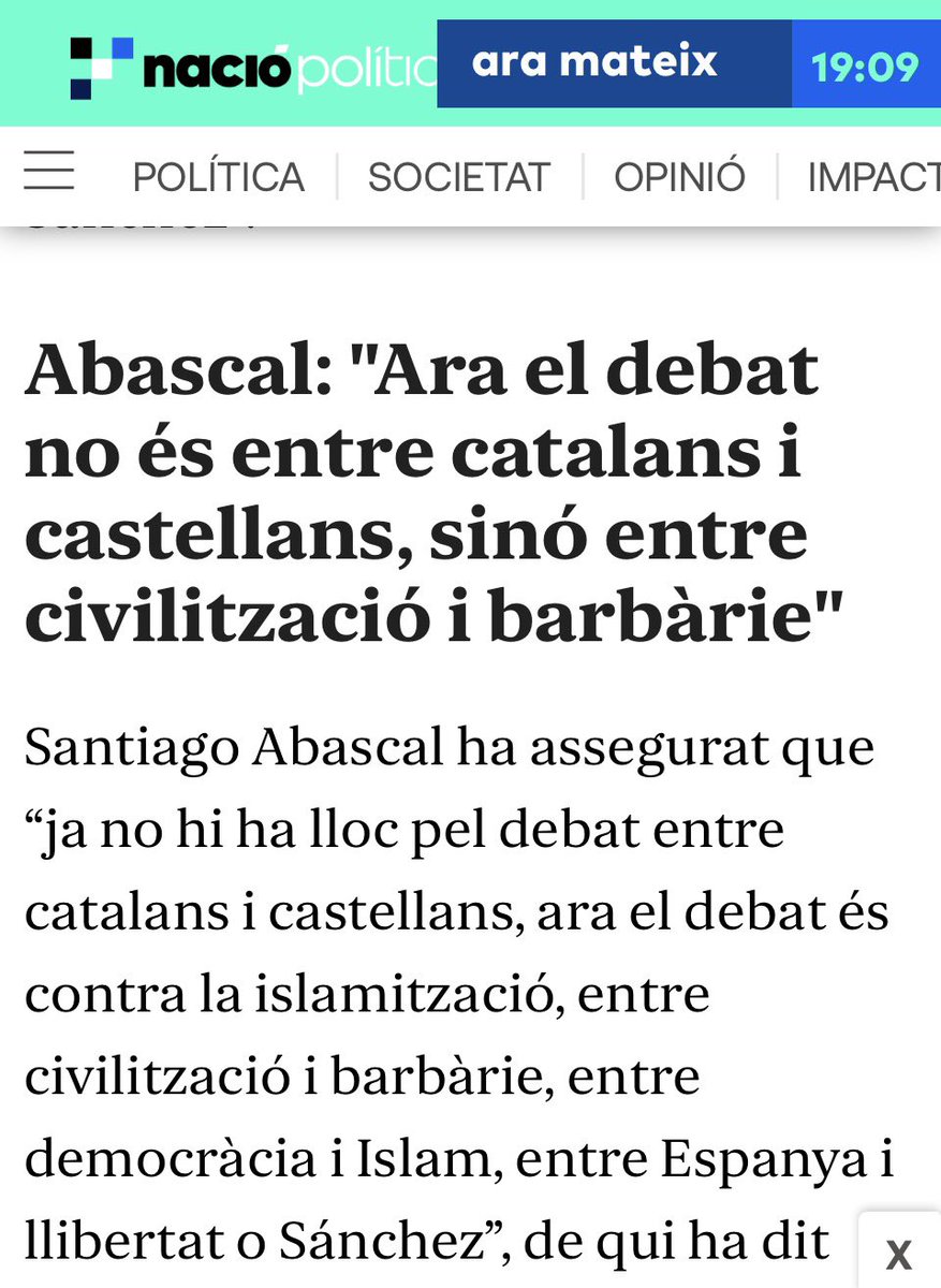 FerranOtif's tweet photo. Abascal avui a Sants: "Ahora el debate no es entre catalanes y castellanos, sino entre civilización y barbarie".

Jordi Aragonés (Aliança Catalana) fa 2 mesos: "No tenemos que enfrentarnos catalanes y castellanos, el enemigo común es el Califato".

Diferències? https://t.co/pOUSOdF19E