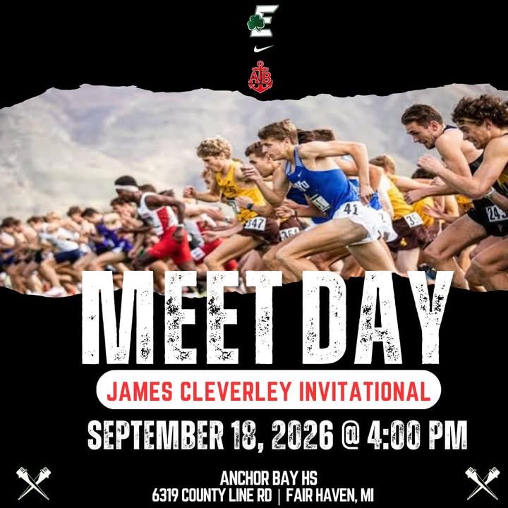 ShamrockCountry's tweet photo. Our Shamrocks will hit the road for the James Cleverley Cross Country Invitational.
π: September 18, 2026
π: Varsity @ 4:00 PM
π : Anchor Bay HS
#ECSShamrockin #ShamrockAthletics #ShamrockStrong on https://t.co/yAkzQCl8le