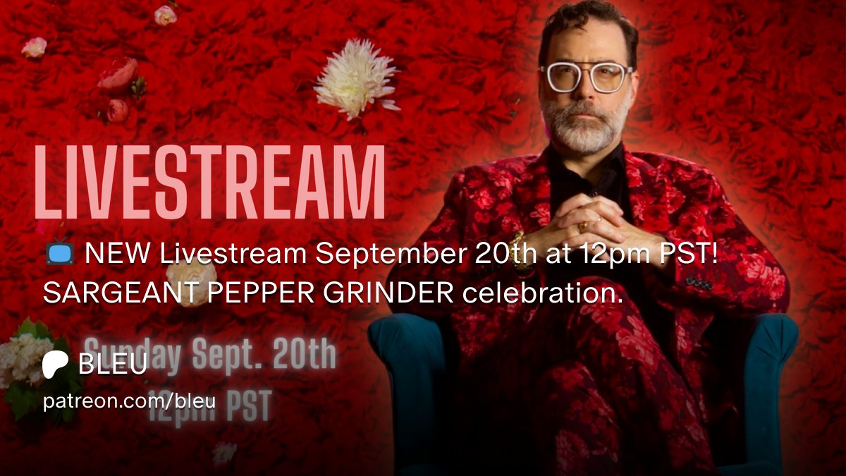 bleutopia's tweet photo. Join me THIS Sunday Sept 20th at 12pm PST for a special @patreon livestream all about SPG. a One Month Album-iversary! I'll open up recording sessions, play a few isolated tracks, we can Q&amp;A + I'll play a few songs THAT DID NOT MAKE THE RECORD! Info here:
https://t.co/duWg8OUMYU https://t.co/eF7iV1GPmw