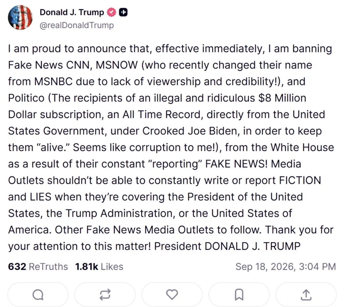 NotAvgLiberal's tweet photo. Trump just banned -

CNN, MSNOW, and Politico from the White House.

Free speech my ass. https://t.co/9Hll2D2uyL