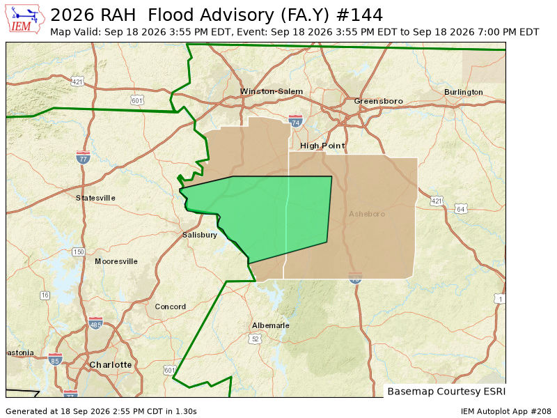 randolphsvwx's tweet photo. RAH issues Flood Advisory for Davidson, Randolph [NC] till Sep 18, 7:00 PM EDT https://t.co/fYcPU9NBzQ https://t.co/NsT8nPhDNh