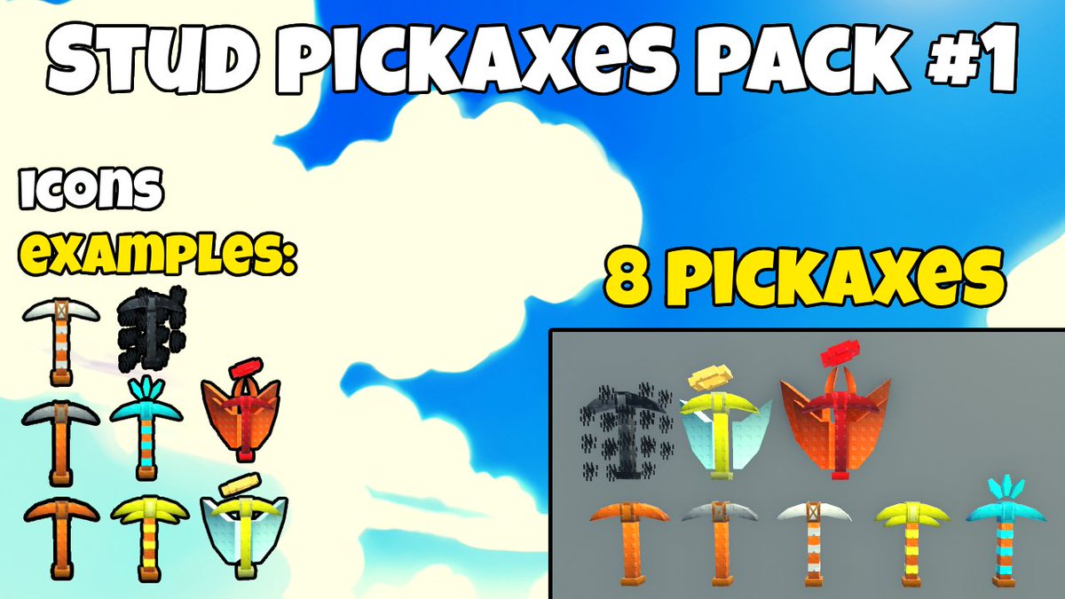 FayroSells's tweet photo. ⛏ Stud Pickaxes Pack #1 ⛏

💎 Good Quality
⚙️ Customizable
🖼 Example Icons
💰 Cheap

[ Trying to make same worth of cost ]
💳 PayPal: 4.40 USD
OR
💳 Robux: 400

📩 Discord: sap.h1r

🏷 #Roblox #RobloxDev #RobloxDevs #RobloxStudio #RobloxArt #Asset #Assets #RobloxGame #Cheap https://t.co/TrMuZMEOIZ