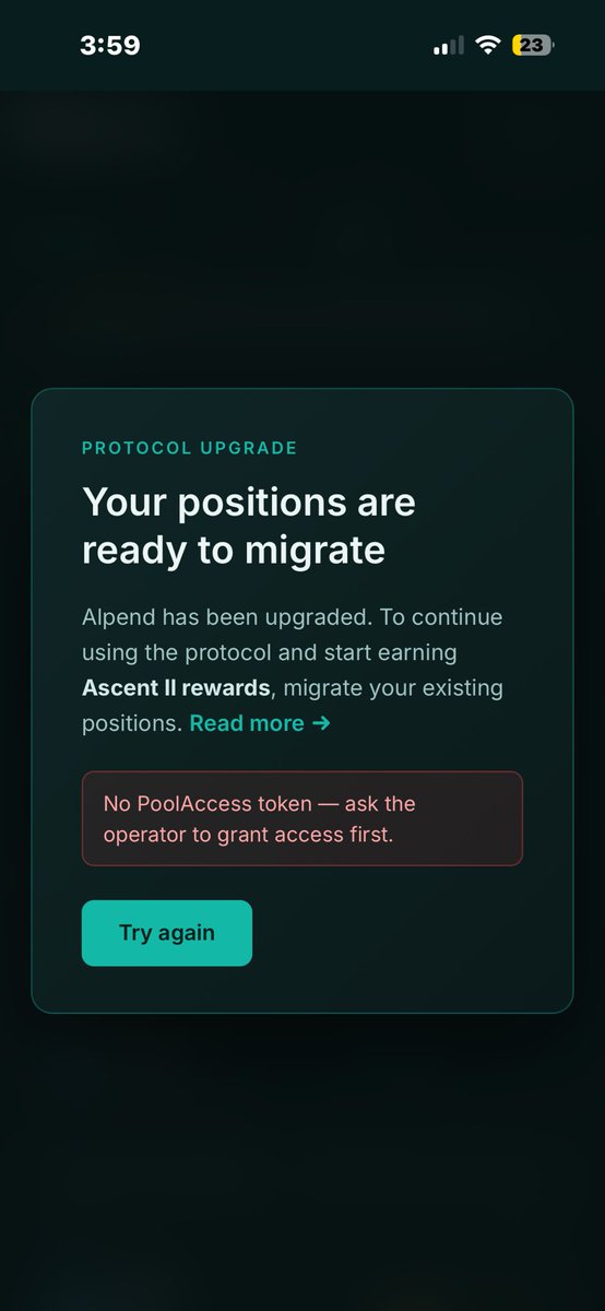 WesleyQuinio's tweet photo. @AlpendHQ @canton_loop @BitSafe_Finance @HalbornSecurity How do I get beyond this screen?  I had postions on Alpend https://t.co/9RDQeJbFEC