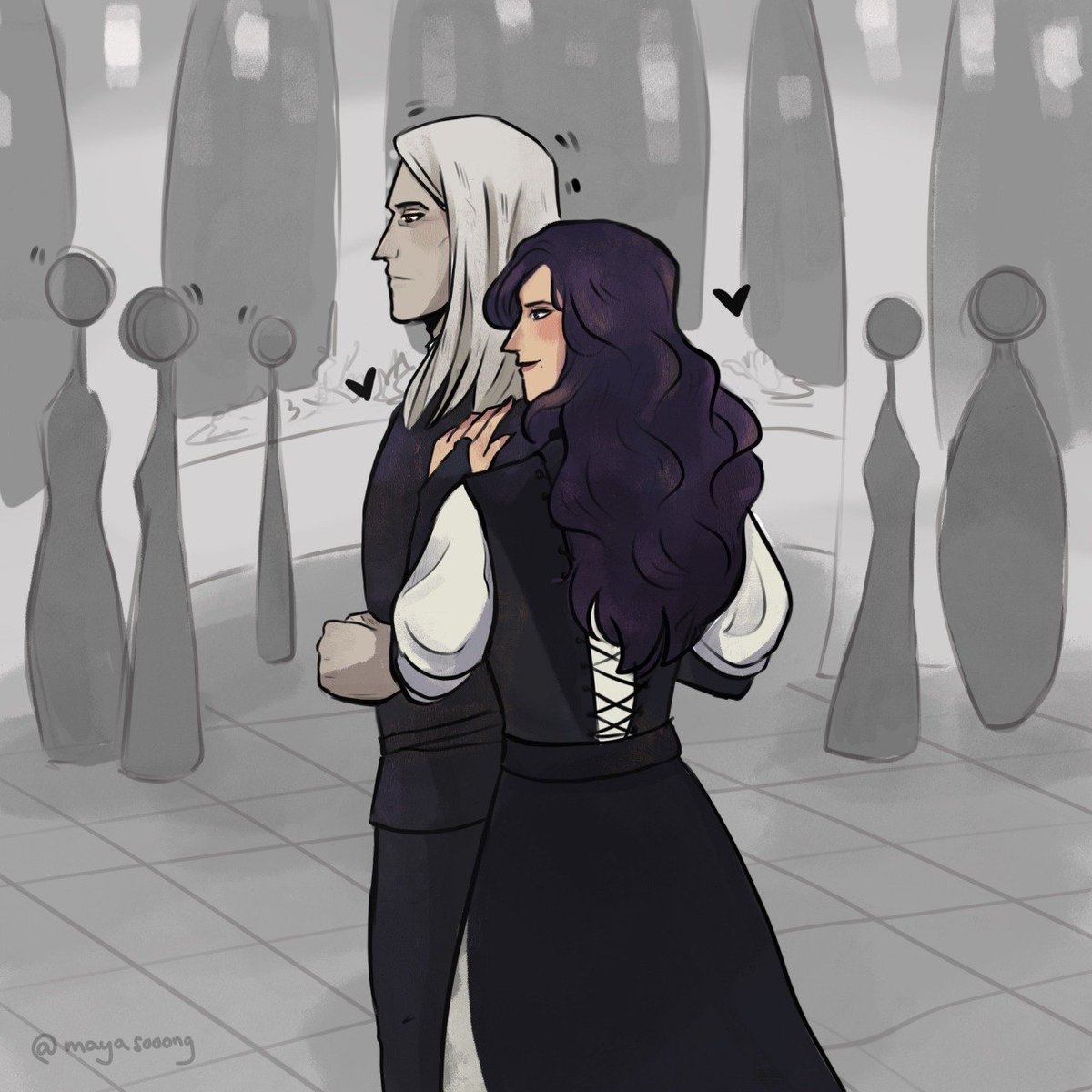 Dawliet0's tweet photo. Geralt and Yennefer during the Thanedd ball - The Witcher Book. https://t.co/MOykHBaKI1