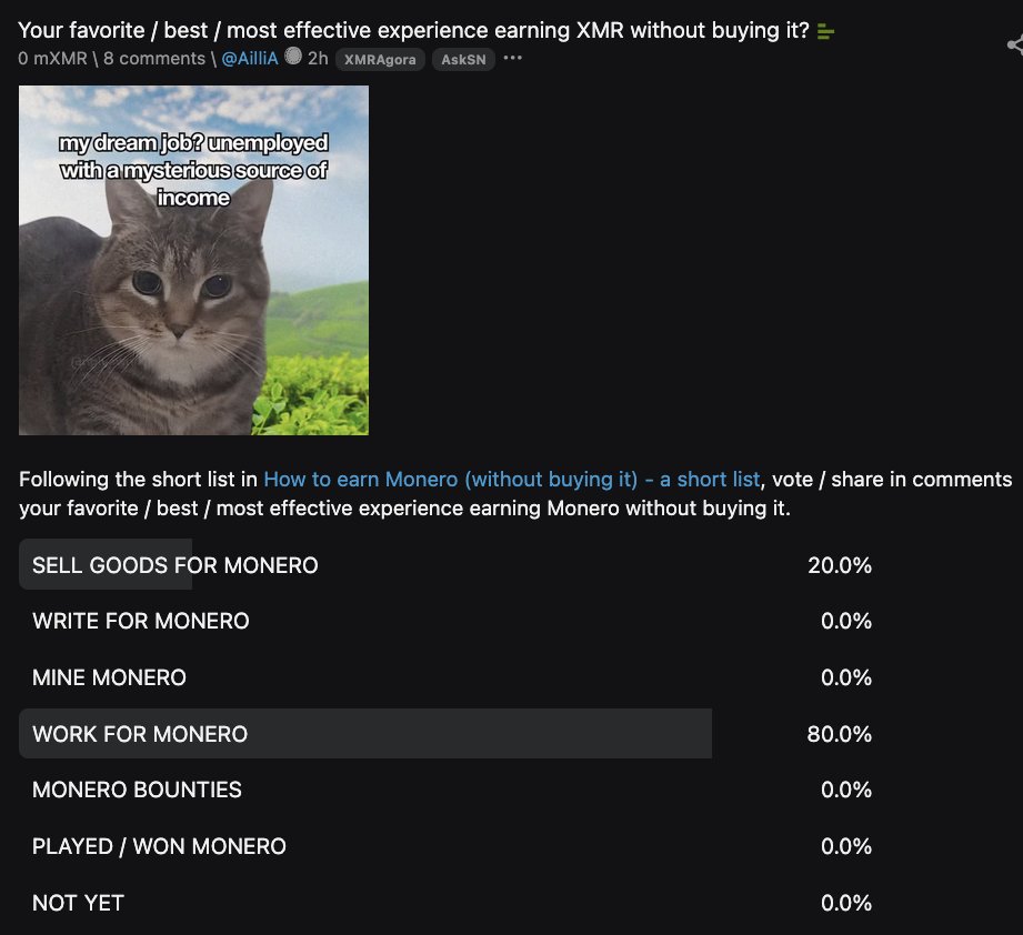 xmragora's tweet photo. Your favorite / best / most effective experience earning XMR without buying it?
A poll with memes 
👇👇👇
https://t.co/iy8kTUZkhP https://t.co/jajU1XnQjQ