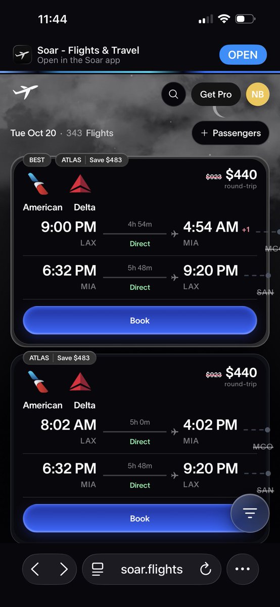 natebrown's tweet photo. direct flight LA -> Miami flight 50% off https://t.co/MCLw1eNCKI