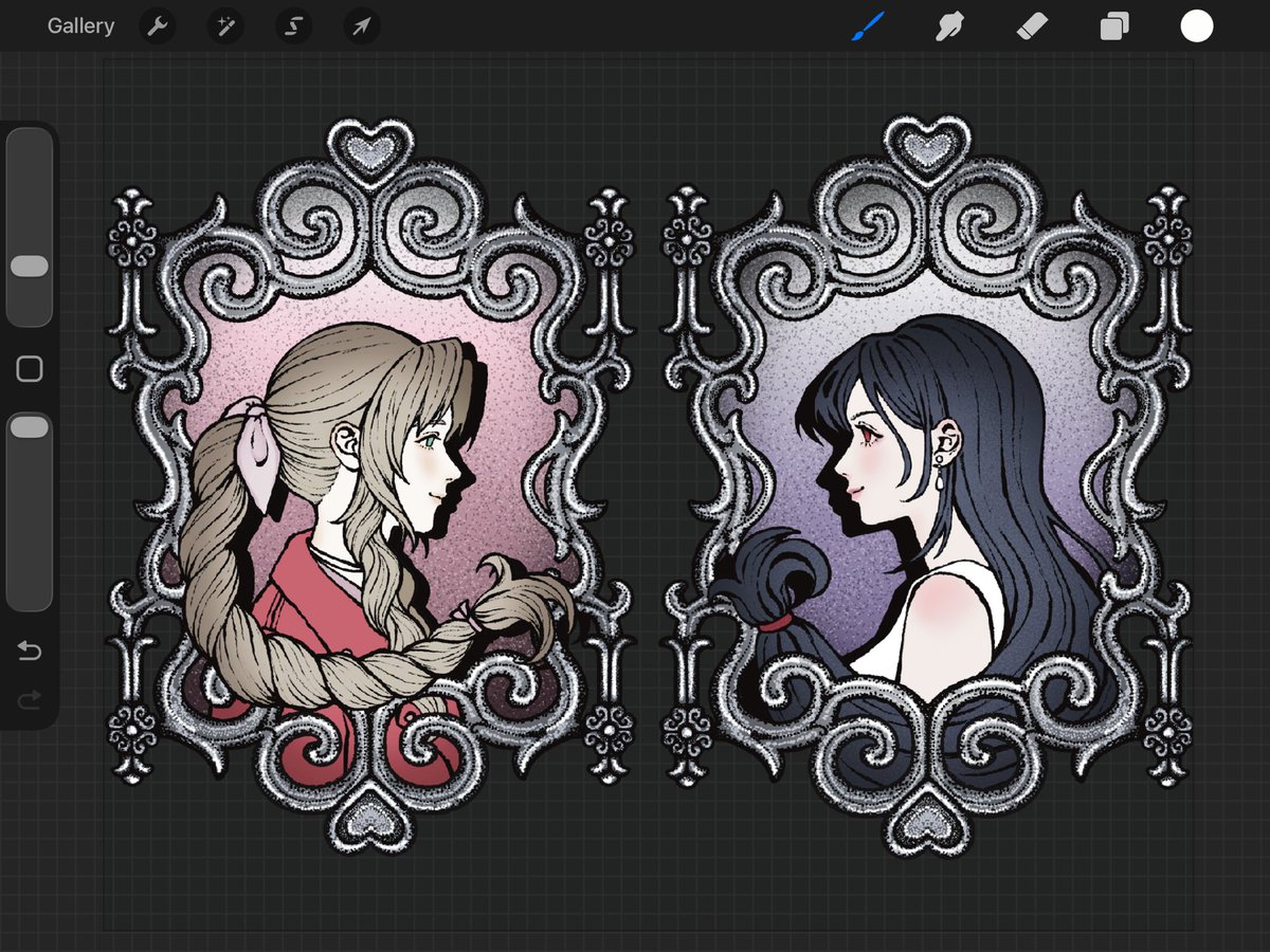 ryna_100's tweet photo. #ff7 headshot diecuts i’m working on! 
these two look so cute together 😭🪽#aerti #wip https://t.co/boD8vXWYIM