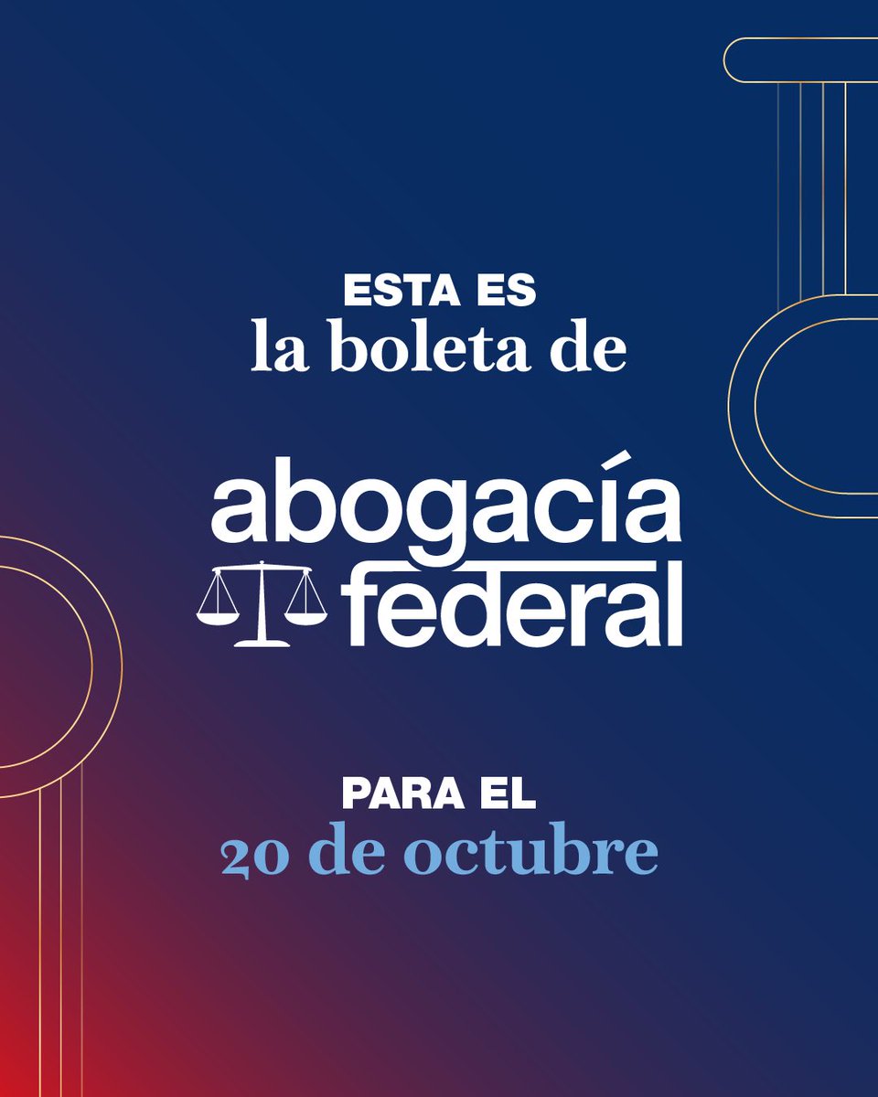 Abogaciafed26's tweet photo. Te presentamos la boleta de Abogacía Federal para las elecciones de este 20 de octubre. https://t.co/DpP9B8vzxt