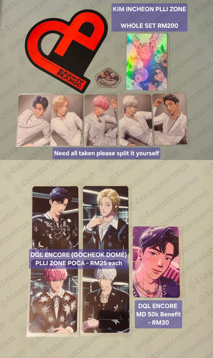 4seasonsvenus's tweet photo. WTS 🇲🇾
PLLI ZONE set, Yejun 2026 Birthday Kit, various MDs, albums, poca - some sale, help me clear 🫶

Can check list here too:
https://t.co/mjR8QTXgX3

➡️Prefer postage (WM8/EM15)
➡️More than RM100 = free postage
➡️Postage within 2 days if before 24th Sept.
➡️Meetup near Maluri MRT discussable.
❌Fussy/spammy/joy buyer

Yejun bday kit buyer will get bday fanart keychain and sticker by me😚

Thank you🥰
#pasarplavemy #pasarplave @PasarPlaveMY
  
Please dm instead of reply. Some replies do not appear in my notifications :(