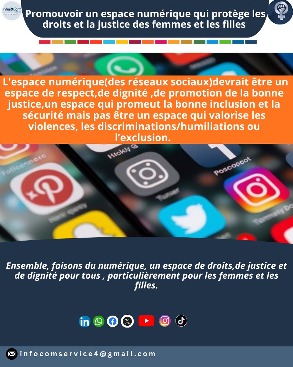 infocomBmka's tweet photo. #Ensemble, faisons du #numérique(des #réseaux #sociaux), un espace de #droits,de #justice et de dignité pour tous, particulièrement pour les #femmes et les #filles.
#forallwomen #ForAllWomenAndGirls #Rigth #justice #numerique https://t.co/5wHtLsAslW