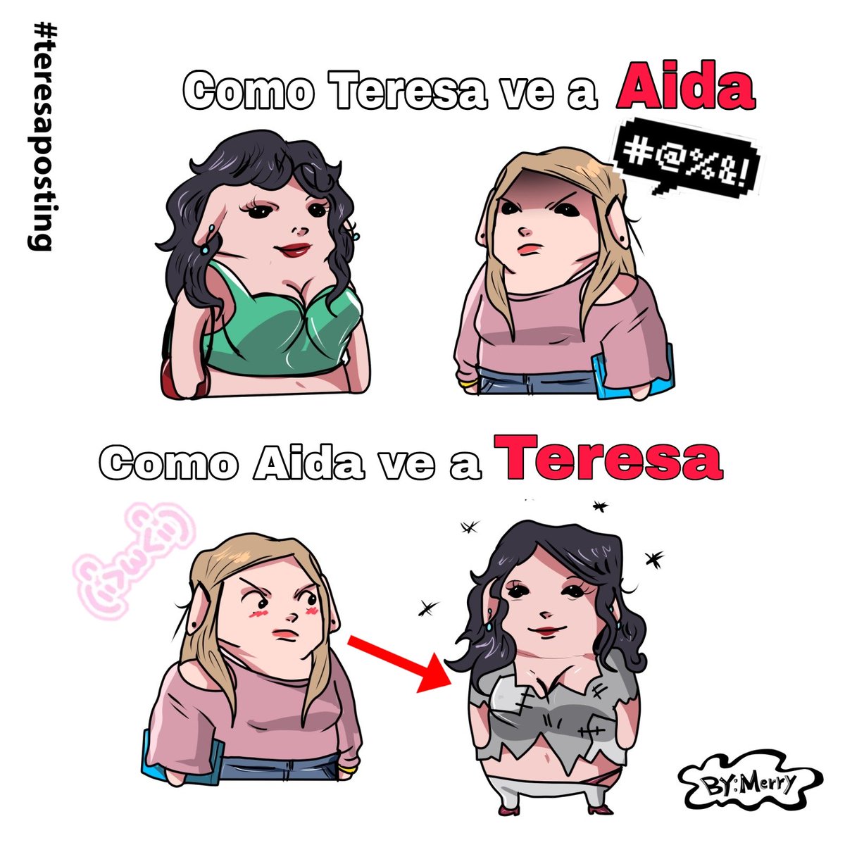 bymerrymx's tweet photo. Se sube de nuevo sjsjs (equivocación)

No era envidia, Aida, acepta que estabas enamorada de Terepechugas 😡

les dejo otro curi de teresa 

#curitoons #teresa #telenovela https://t.co/RIcMVLwzti