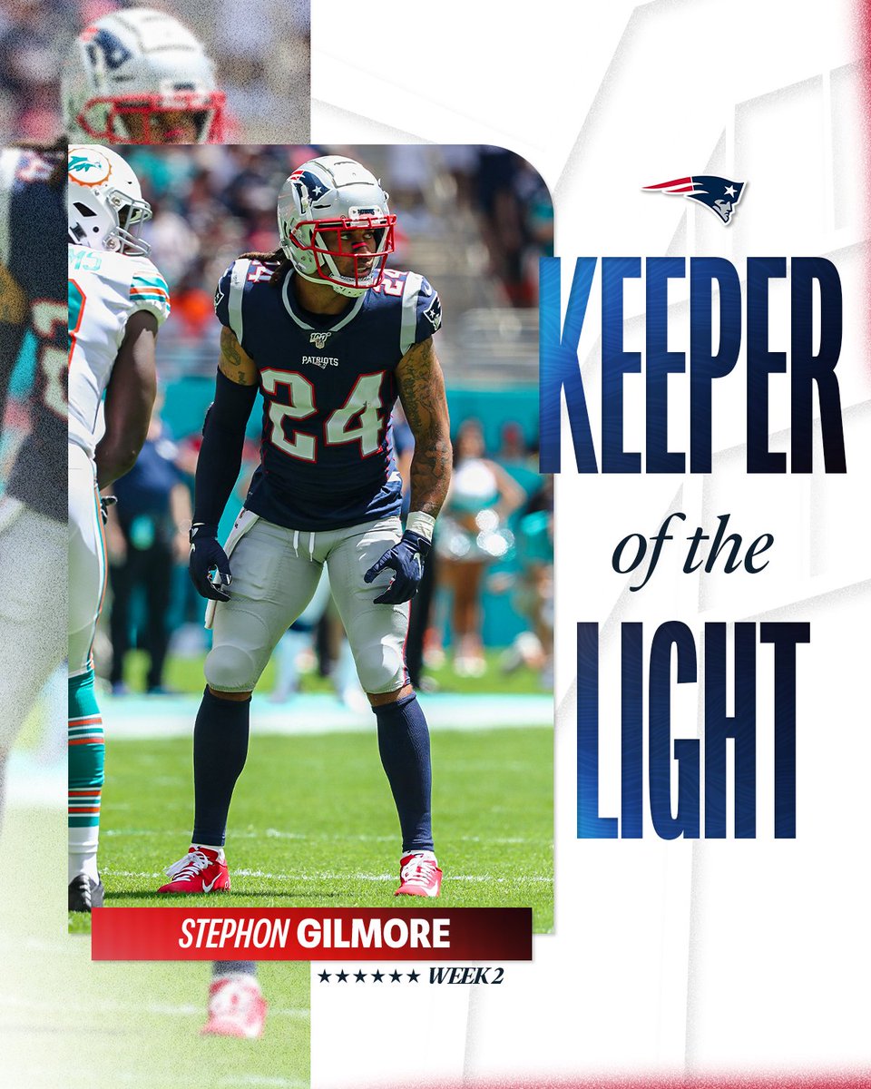Patriots's tweet photo. .@BumpNrunGilm0re is our Week 2 Keeper of the Light ⭐️ https://t.co/Mg6waJTgq8