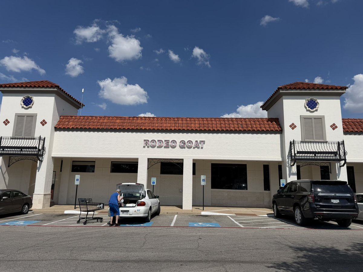 bryanfilker's tweet photo. Stop 10:

Rodeo Goat

1200 N Buckner Blvd Dallas TX 75218

Distance to Weber: 
6.4 miles 

SMU decor: 
Red signage 🤷‍♀️

Time from order to receiving food:
15 mins 31 secs

Cost: 
$13.49

Experience: A local chain type establishment, no SMU memorabilia the burger was very good, you can tell the quality of the ingredients, not a smash burger IYKYK. Properly seasoned, for the price point alone you’d expect it to come with a side (a la carte style). There are better options between here and campus, but would definitely come back by. Love their battle of the burger concept! 

Guest eaters: @TheStevenHayden @BentonLeDouxFB 

Guest eater comments: Benton loved the hand cut fries, and shoutout to the desert option (pumpkin spice goat balls).

Appreciate the fellowship!! 

Grade: 
3 👅 out of 5. We