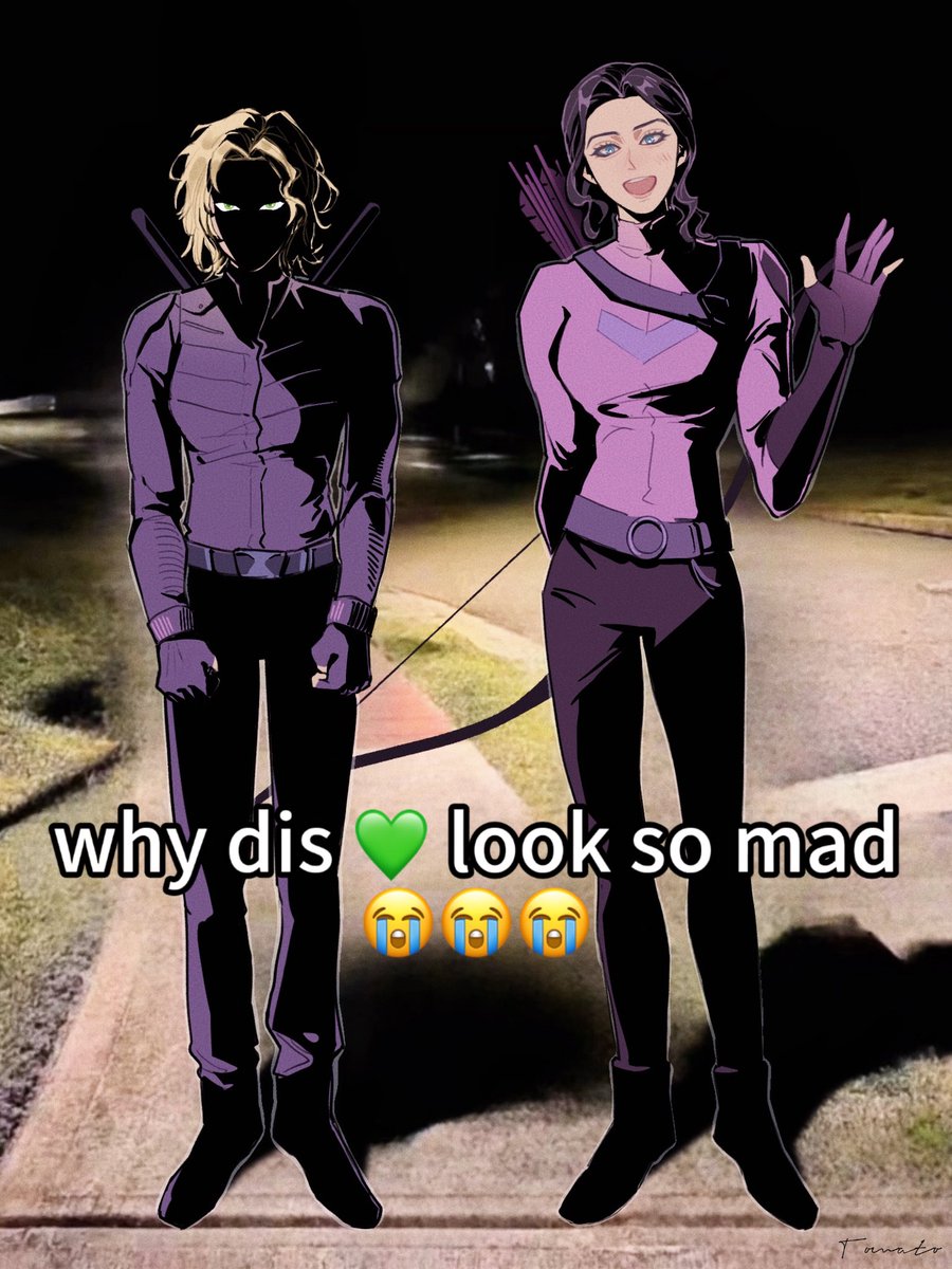 imnotxiaoshi's tweet photo. meme: Why dis Yelena look so mad😭？
#KateBishop #YelenaBelova #bishova https://t.co/yoFHhu1pzQ
