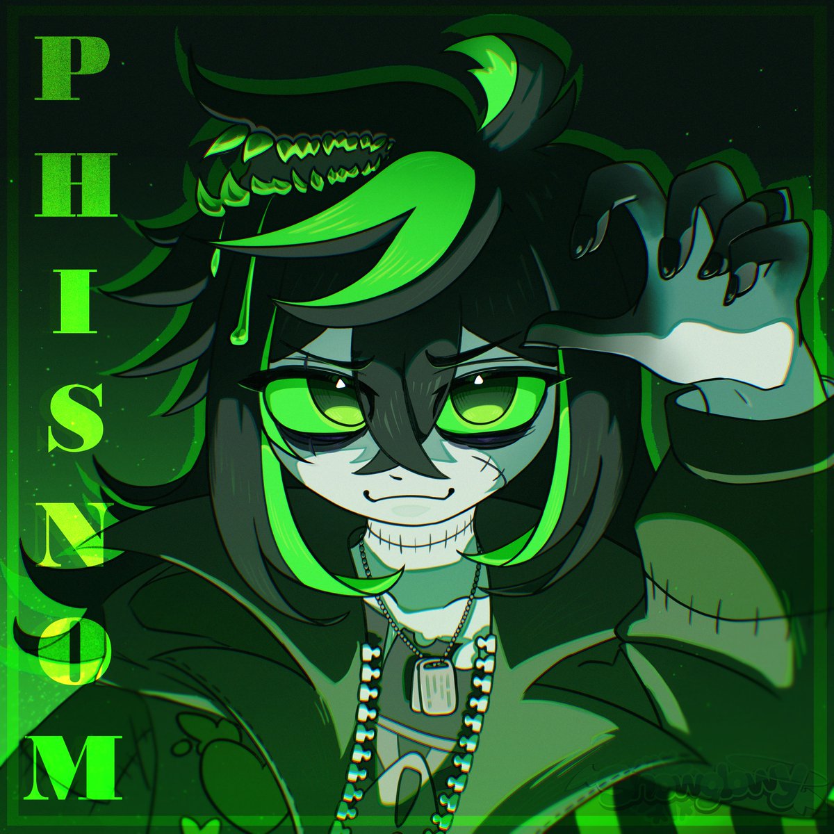 snowglowy's tweet photo. I LOVE THE NEW DEISIGN!! Love the mix of dark cuteness. Drawing them is so fun! 💚 >w< #biohazart https://t.co/uBWHlMWU31
