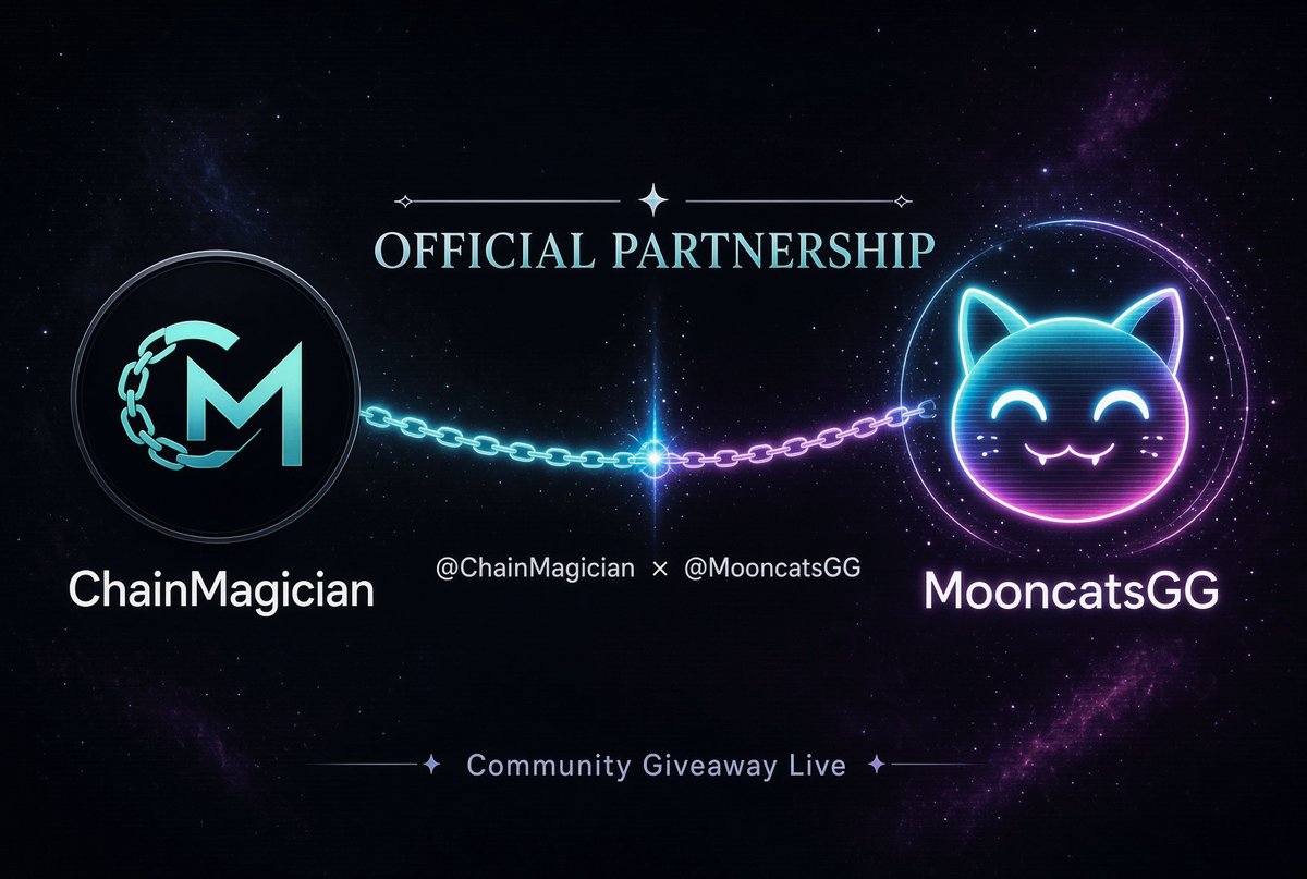 ChainMagician's tweet photo. The @ChainMagician × @MooncatsGG GTD raffle is LIVE.

GTD raffle for Mooncats
Chain: Robinhood Chain
Supply: 4,444 supply
Mint date: Friday 9/25

To enter:
Follow @MooncatsGG, @ChainMagician, @ghostcatjoypad, @SajibDeb_bd 
Like + RT: https://t.co/ETjGYXgrt4
Join Discord: https://t.co/PL7qN541pJ
Enter: https://t.co/QaNwQkk5t5
