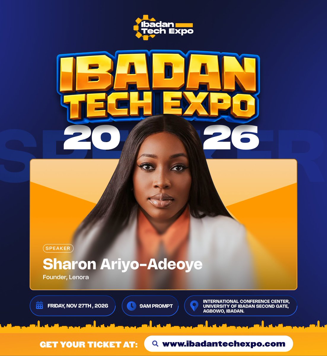 IbadanTechExpo's tweet photo. We are also delighted to welcome Sharon Ariyo-Adeoye @ronn_aa Founder of @workwithlenora  to the #ibadantechexpo2026 stage
 Lenora is a Strategic Communication & Reputation Manageement company helping ambitious founders, executives and professionals turn the depth of their work into trust, recognition and opportunity.
We look forward to the insights that Sharon  will bring to our stage