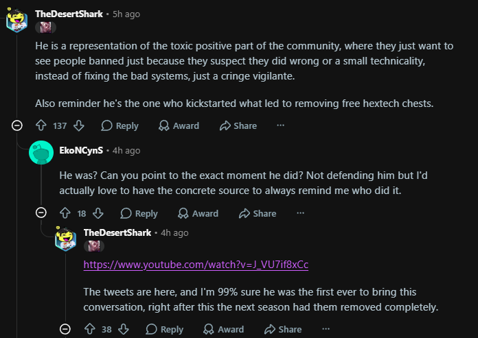 wackaflcka1's tweet photo. Today I learned Drew Levin is the person who thought it would be a good idea to remove hextech chests. 

Too did I find a comment encapsulating what Drew's echo chamber is like. So spot on. https://t.co/bLvzJ3F9oR