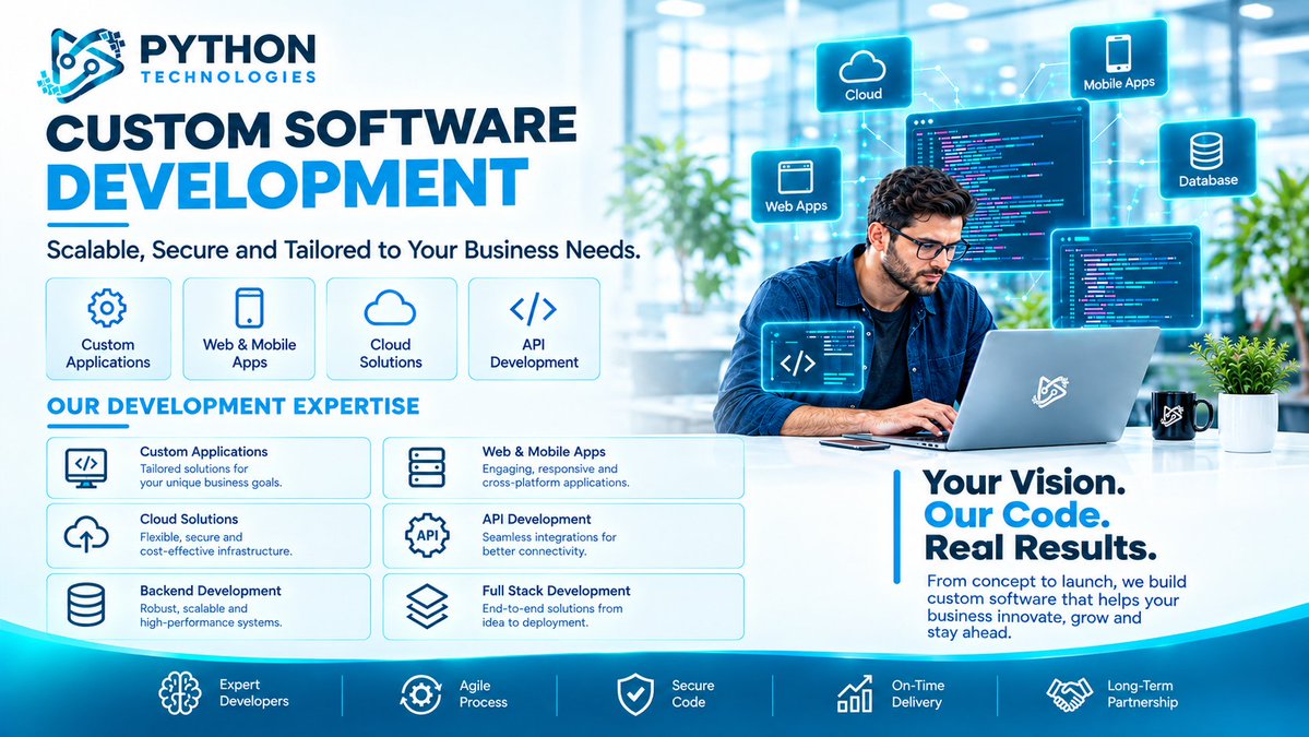 PythonTechCA's tweet photo. Build software that fits your business—not the other way around. 💻🚀

Custom web &amp; mobile apps, APIs, cloud solutions, and scalable software built for your needs.

📞 +1 613 869 4448
🌐 https://t.co/T15p7BNWr2
#CustomSoftwareDevelopment #CanadaTech https://t.co/Hl04EA3at7