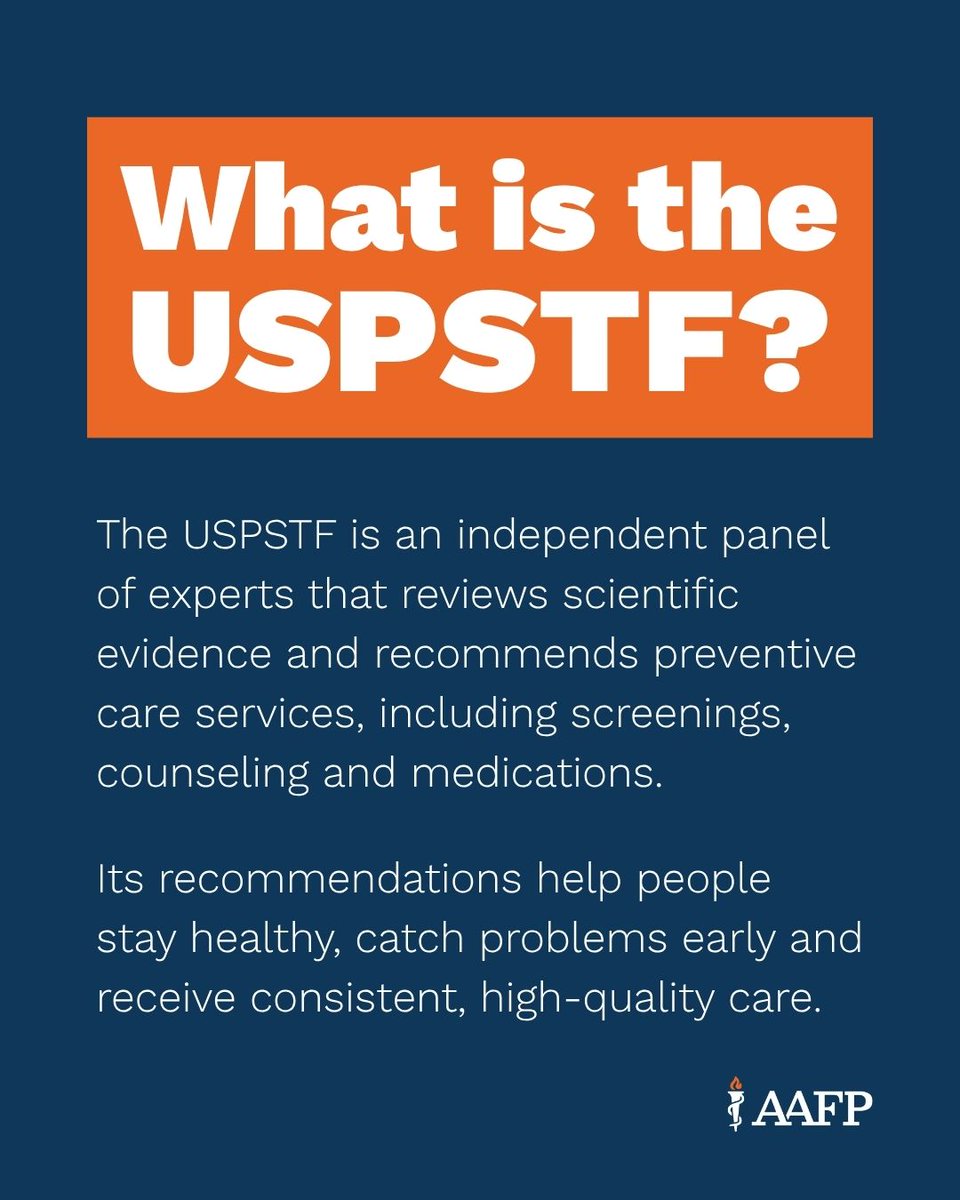 aafp's tweet photo. Preventive care matters for every patient. The U.S. Preventive Services Task Force must continue to help physicians make the best evidence-based recommendations for their patients. https://t.co/kvrq6sKdAU