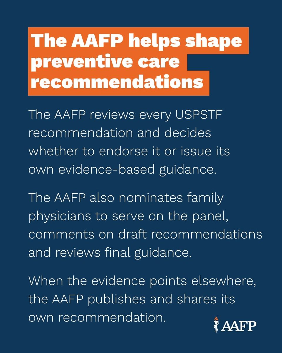 aafp's tweet photo. Preventive care matters for every patient. The U.S. Preventive Services Task Force must continue to help physicians make the best evidence-based recommendations for their patients. https://t.co/kvrq6sKdAU
