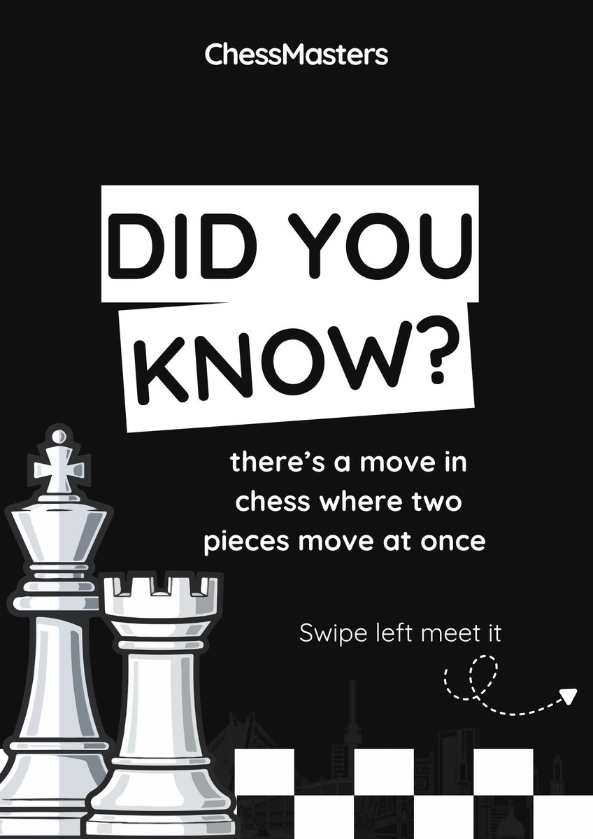 ChessMastersHQ's tweet photo. There’s always something new to discover about chess.

From unexpected strategies to moves that let two pieces move in the same turn, the game is full of little details that make every match more interesting.

Swipe to learn more.

#ChessMasters #ChessEducation #ChessInNigeria https://t.co/YHcWqrw5Jk