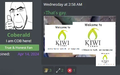 largashburr's tweet photo. https://t.co/43nb9xrk6X
third batch of Horny Jail leaks is finally out. Be warned, there is actual gore and other horrifying shit. Kiwifarms DM gooners are the stuff of cosmic nightmares. 💀 https://t.co/a7iZTxwQdq