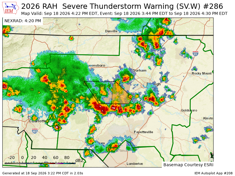 randolphsvwx's tweet photo. RAH updates Severe Thunderstorm Warning [wind: 60 MPH (RADAR INDICATED), hail: <.75 IN (RADAR INDICATED)] (cancels Randolph [NC], continues Chatham, Lee [NC]) till 4:30 PM EDT https://t.co/Gigpi1qX8o https://t.co/Y40F1eW4gy