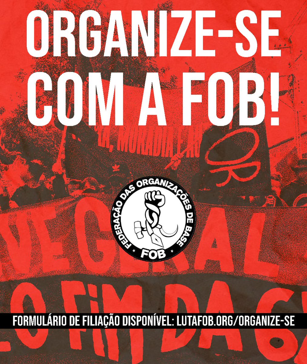 LUTAFOB's tweet photo. ORGANIZE-SE NA FOB 🏴🚩

Nosso formulário de filiação está novamente disponível em nosso site

Construa o Comitê da FOB em sua região e particpe da (re)construção do sindicalismo revolucionário nos espaços de estudo, trabalho e moradia! 

👇
https://t.co/O26MdtkfR8 https://t.co/gjsfCAstHB