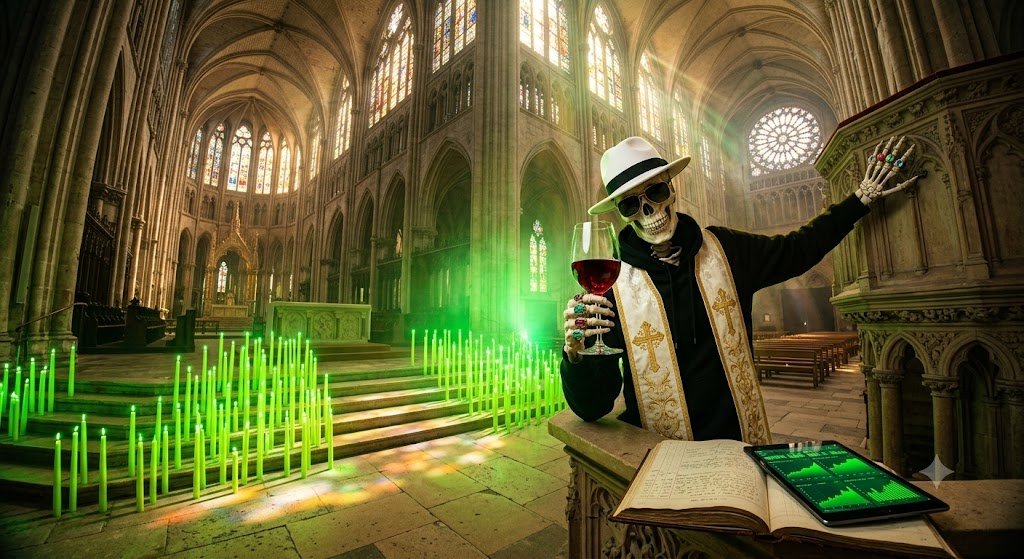 JeetsusLDB's tweet photo. Look at the boards. Wall-to-wall green.

Blessed are those who refused to jeet at the bottom, for theirs is the kingdom of god candles.

Pouring up a double for the faithful this afternoon. $JEETSUS 🍷🚀 https://t.co/ol6ylhMmAI