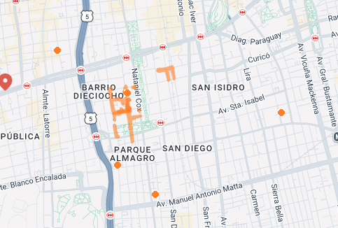 Imagen del mapa de cortes en línea donde se muestra el sector afectado por el corte de energía